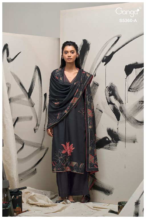 GANGA BERYLIA S5360 WHOLESALE PURE WOOL PASHMINA WINTER CLASSY DESIGN UNSTITCH SALWAR SUITS SUPPLIER