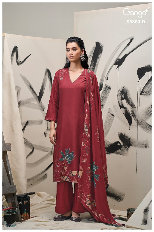 GANGA BERYLIA S5360 WHOLESALE PURE WOOL PASHMINA WINTER CLASSY DESIGN UNSTITCH SALWAR SUITS SUPPLIER