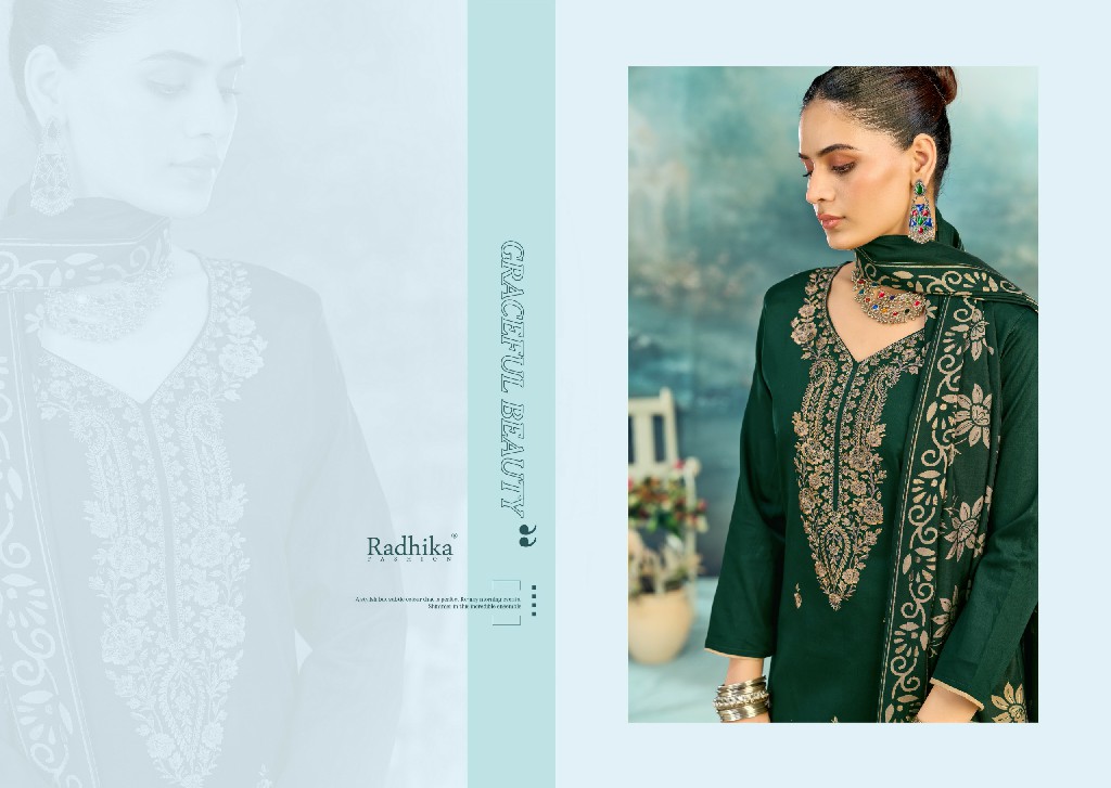 AZARA BY RADHIKA FASHION SHAFINAZ VOL 3 WHOLESALE HEAVY ZAM COTTON WITH WORK UNSTITCH SALWAR SUITS SUPPLIER
