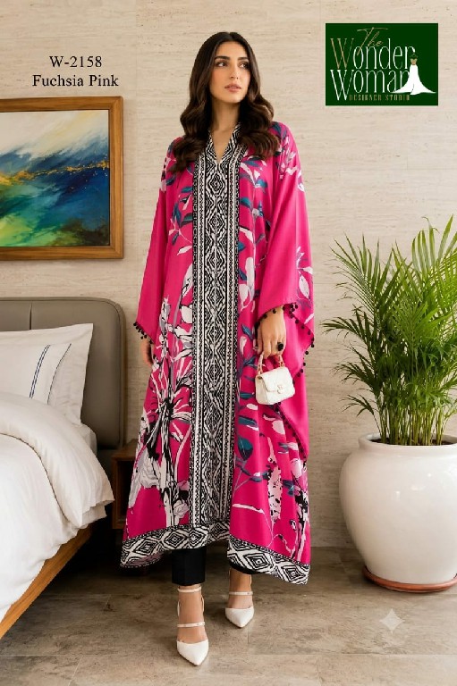 WONDER WOMAN D.NO 2158 WHOLESALE READYMADE IMPORTED SOFT COMFORT WEAR LONG KAFTAN KURTI WITH PANT COMBO FOR EXPORT