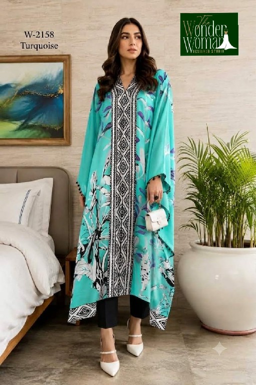 WONDER WOMAN D.NO 2158 WHOLESALE READYMADE IMPORTED SOFT COMFORT WEAR LONG KAFTAN KURTI WITH PANT COMBO FOR EXPORT