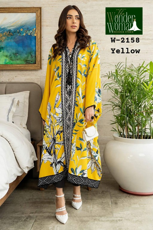 WONDER WOMAN D.NO 2158 WHOLESALE READYMADE IMPORTED SOFT COMFORT WEAR LONG KAFTAN KURTI WITH PANT COMBO FOR EXPORT