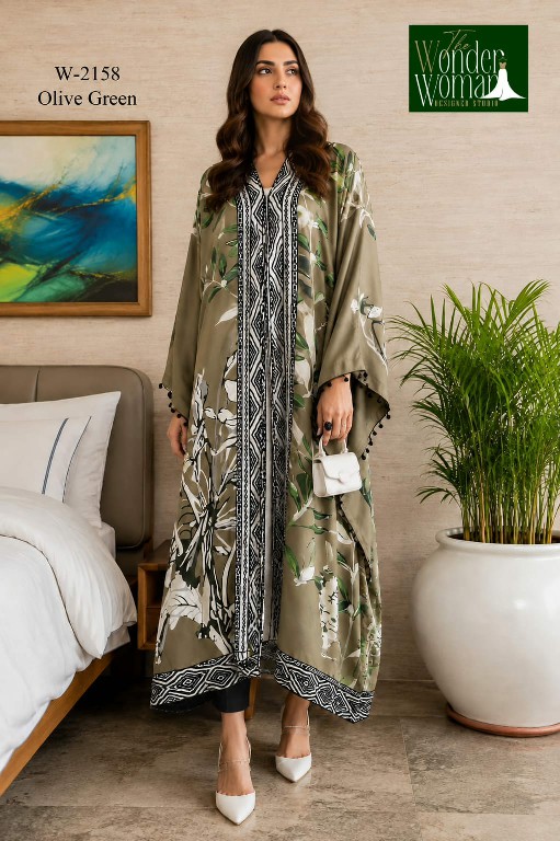 WONDER WOMAN D.NO 2158 WHOLESALE READYMADE IMPORTED SOFT COMFORT WEAR LONG KAFTAN KURTI WITH PANT COMBO FOR EXPORT