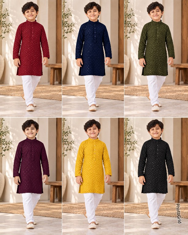 TEXTILEDEAL PRINCE VOL 10 WHOLESALE READYMADE HEAVY RAYON CHIKANKARI WORK KURTA SET FOR KIDS ONLINE