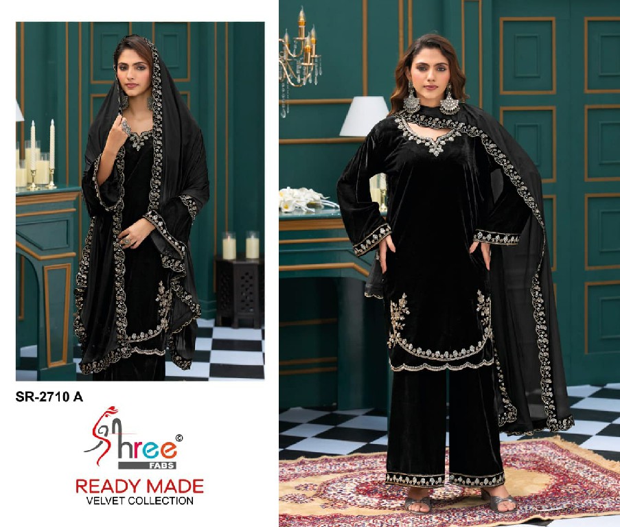 SHREE FABS R-2710 WHOLESALE READYMADE VELVET BEATS WORK WINTER WEAR 3 PCS SUITS SUPPLIER