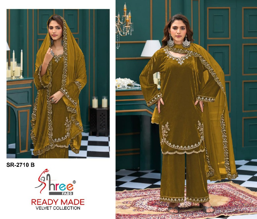 SHREE FABS R-2710 WHOLESALE READYMADE VELVET BEATS WORK WINTER WEAR 3 PCS SUITS SUPPLIER