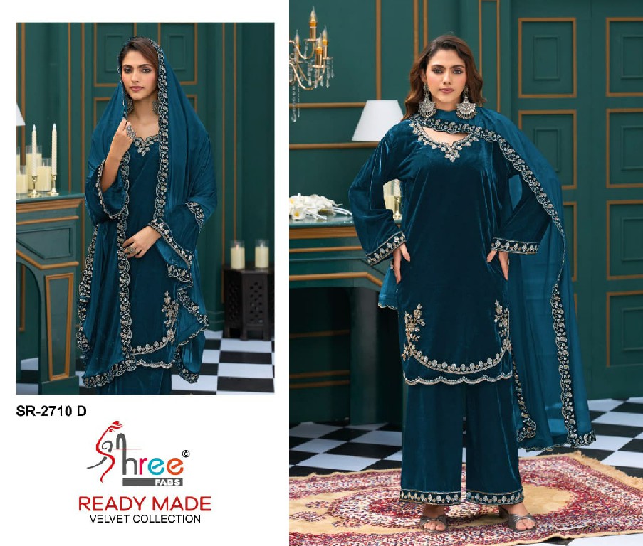 SHREE FABS R-2710 WHOLESALE READYMADE VELVET BEATS WORK WINTER WEAR 3 PCS SUITS SUPPLIER