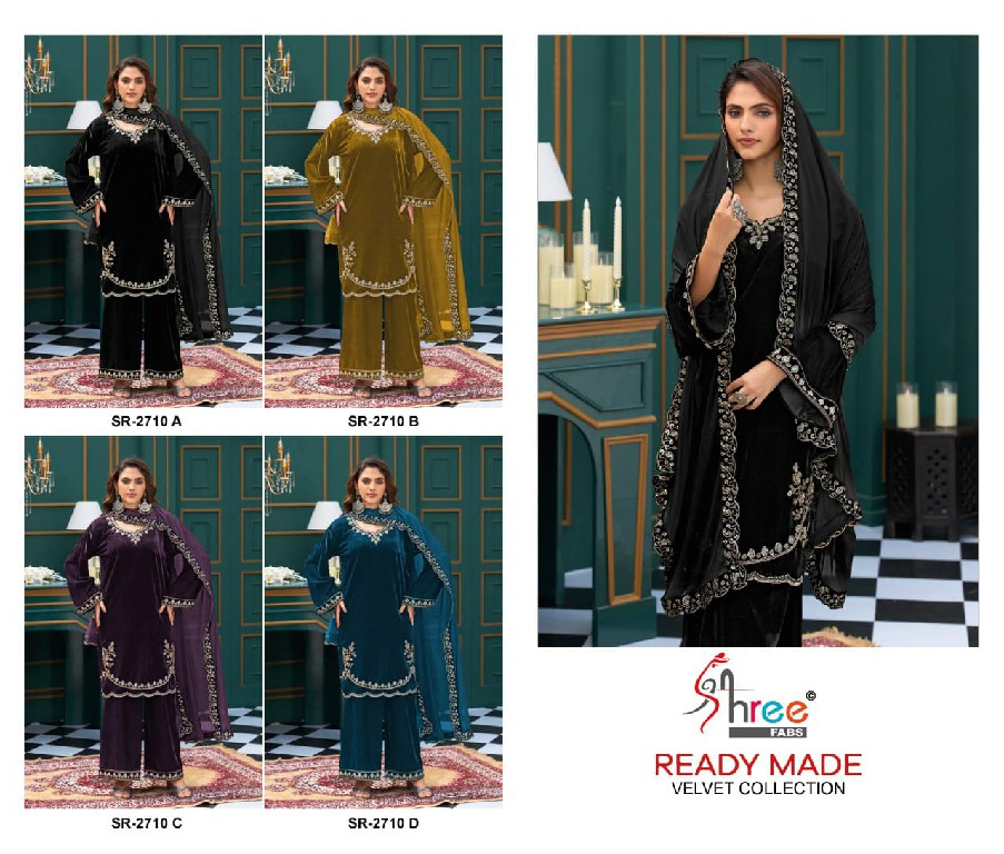 SHREE FABS R-2710 WHOLESALE READYMADE VELVET BEATS WORK WINTER WEAR 3 PCS SUITS SUPPLIER