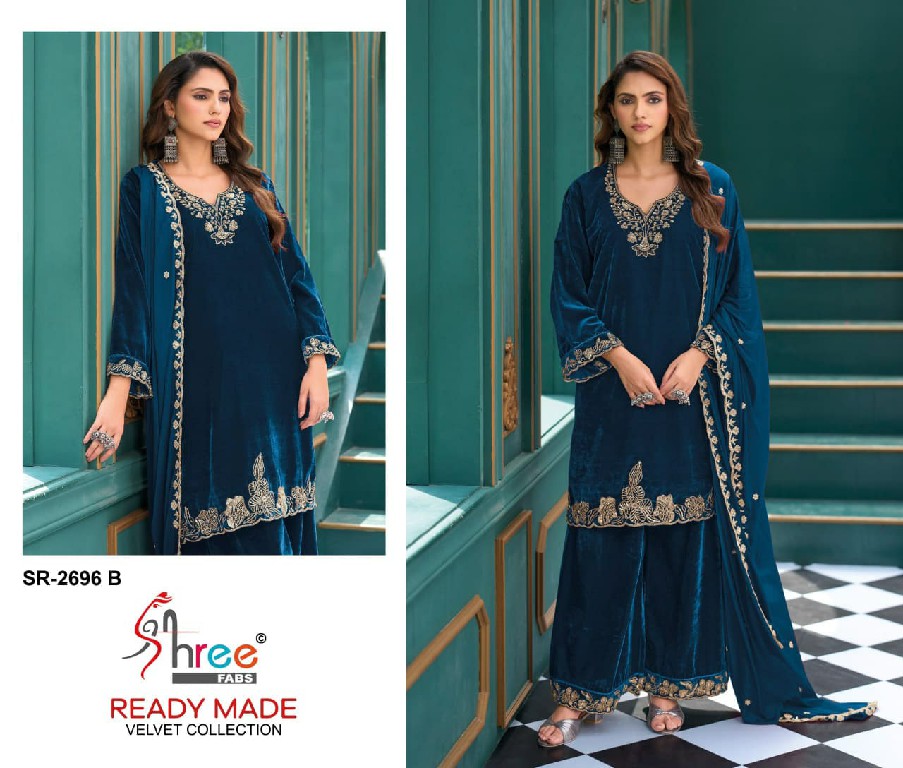 SHREE FABS R-2696 WHOLESALE READYMADE VELVET BEATS WORK WINTER SPECIAL 3 PCS SUITS FOR EXPORT