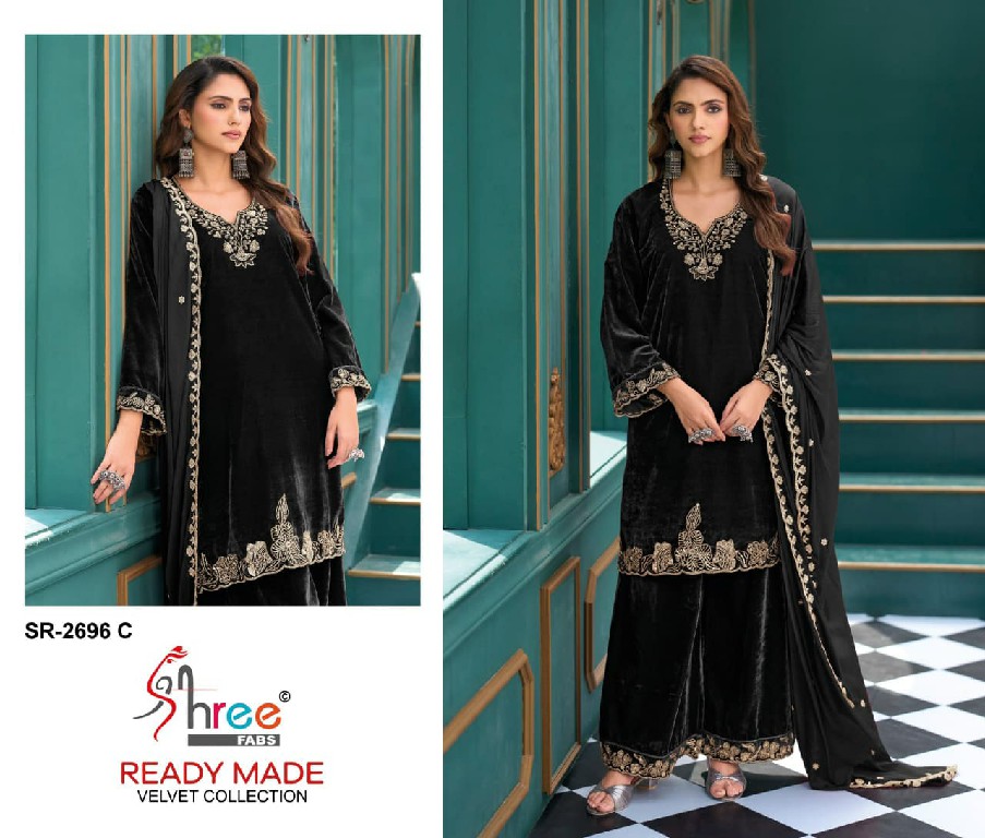 SHREE FABS R-2696 WHOLESALE READYMADE VELVET BEATS WORK WINTER SPECIAL 3 PCS SUITS FOR EXPORT