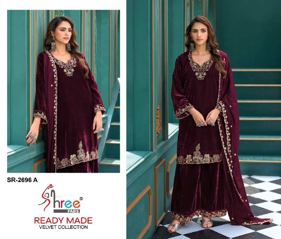 SHREE FABS R-2696 WHOLESALE READYMADE VELVET BEATS WORK WINTER SPECIAL 3 PCS SUITS FOR EXPORT