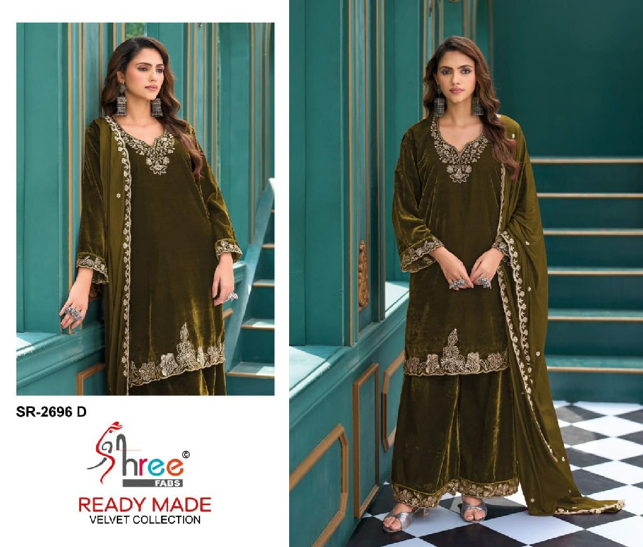 SHREE FABS R-2696 WHOLESALE READYMADE VELVET BEATS WORK WINTER SPECIAL 3 PCS SUITS FOR EXPORT