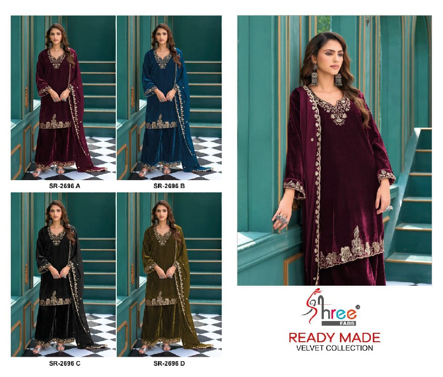 SHREE FABS R-2696 WHOLESALE READYMADE VELVET BEATS WORK WINTER SPECIAL 3 PCS SUITS FOR EXPORT