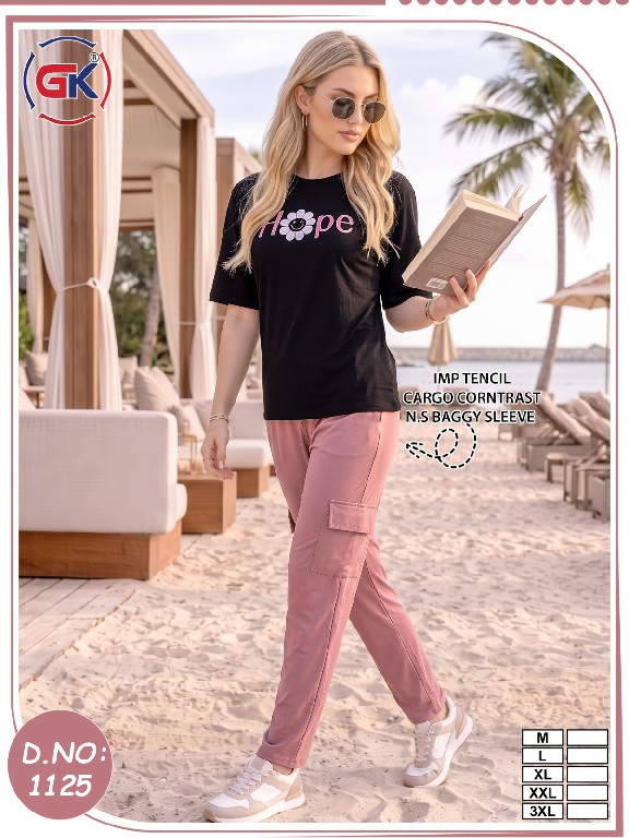 GK D.NO 1125 WHOLESALE READYMADE TENCIL T SHIRT WITH CARGO PANT FOR WOMEN ONLINE