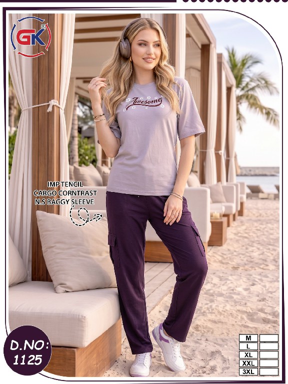 GK D.NO 1125 WHOLESALE READYMADE TENCIL T SHIRT WITH CARGO PANT FOR WOMEN ONLINE