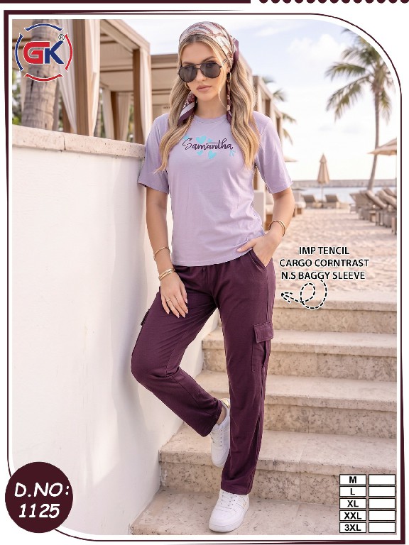 GK D.NO 1125 WHOLESALE READYMADE TENCIL T SHIRT WITH CARGO PANT FOR WOMEN ONLINE
