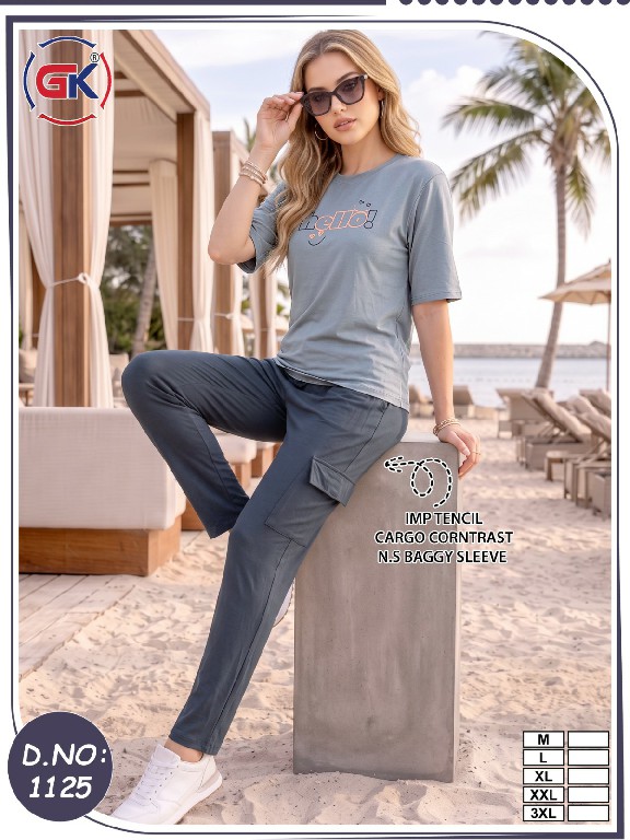 GK D.NO 1125 WHOLESALE READYMADE TENCIL T SHIRT WITH CARGO PANT FOR WOMEN ONLINE
