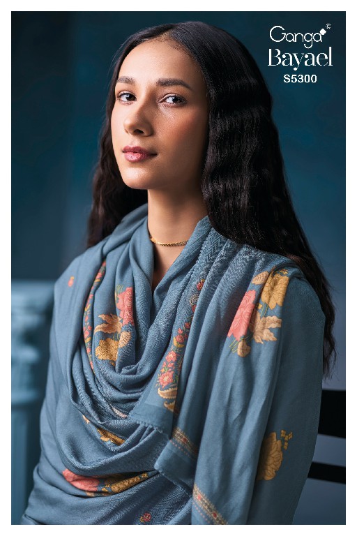 GANGA BAYAEL S5300 WHOLESALE PURE WOOL PASHMINA WINTER GORGEOUS LOOK UNSTITCH SALWAR SUITS EXPORTER