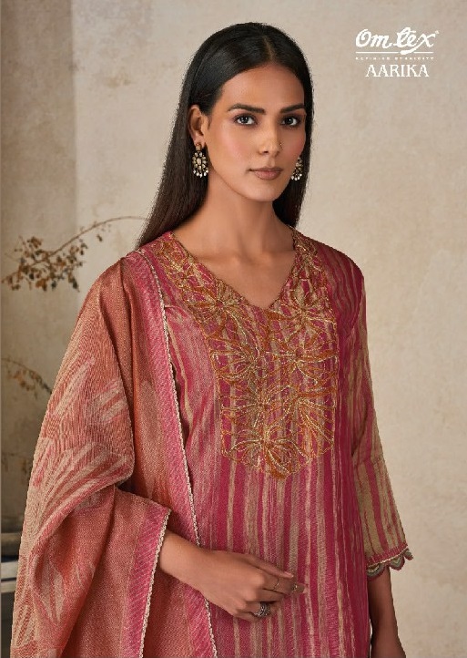 OMTEX AARIKA ELORA CHECKS BEAUTIFUL WORK UNSTITCH SALWAR SUITS FOR EXPORT