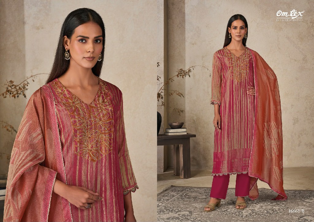 OMTEX AARIKA ELORA CHECKS BEAUTIFUL WORK UNSTITCH SALWAR SUITS FOR EXPORT