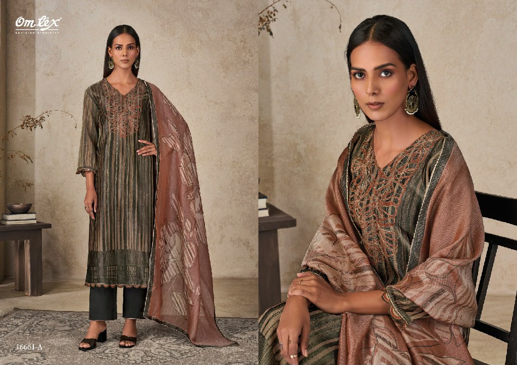 OMTEX AARIKA ELORA CHECKS BEAUTIFUL WORK UNSTITCH SALWAR SUITS FOR EXPORT