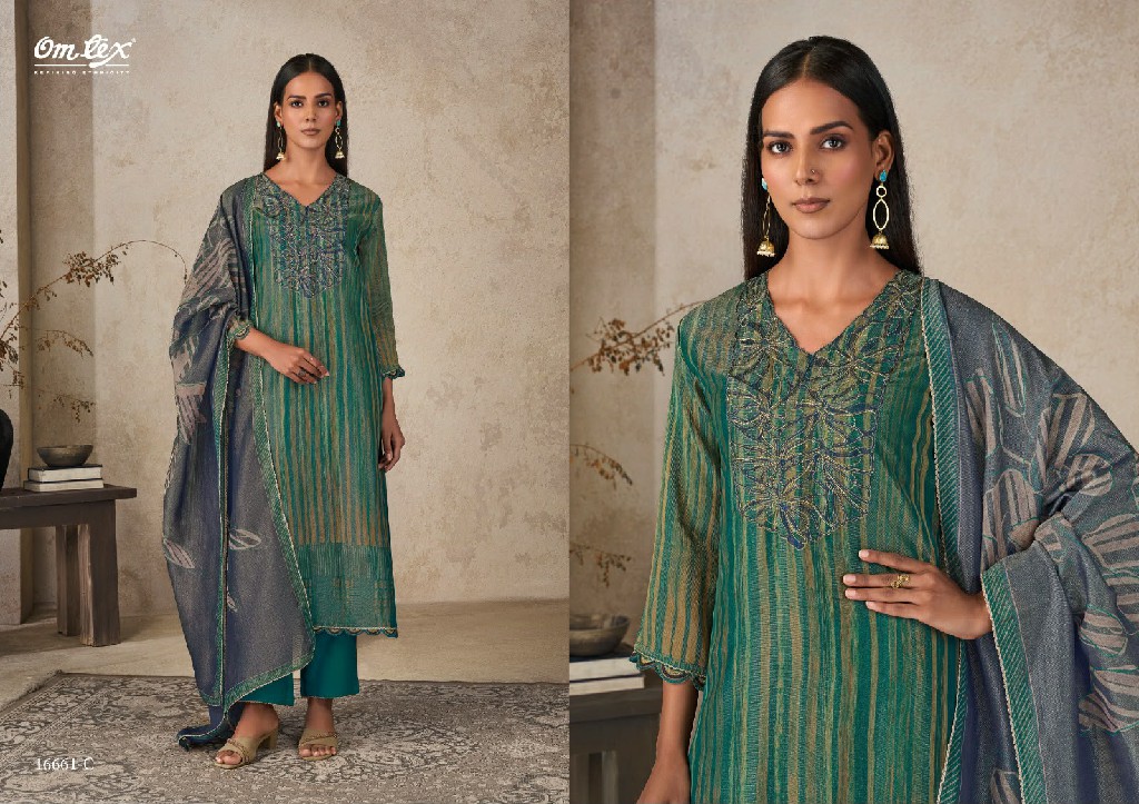 OMTEX AARIKA ELORA CHECKS BEAUTIFUL WORK UNSTITCH SALWAR SUITS FOR EXPORT