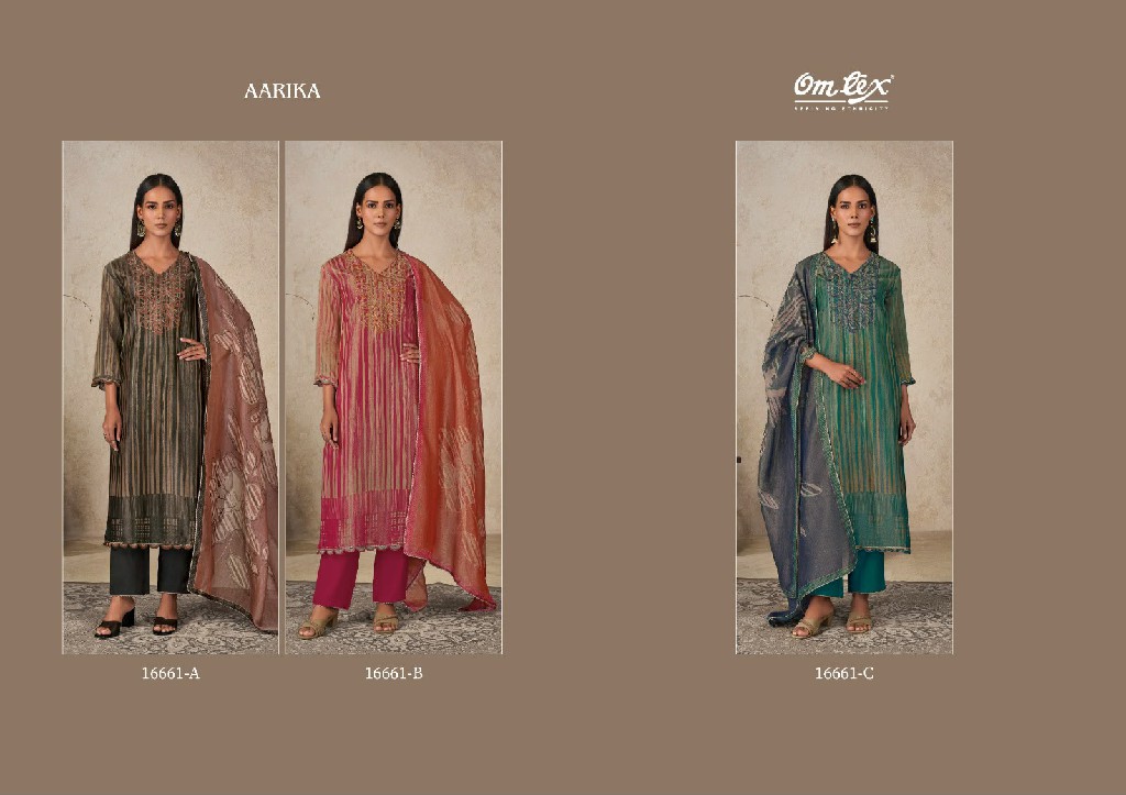 OMTEX AARIKA ELORA CHECKS BEAUTIFUL WORK UNSTITCH SALWAR SUITS FOR EXPORT