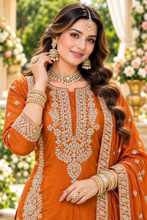 MRUDANGI DIVYA WHOLESALE READYMADE REAL CHINON PARTY WEAR PLAZZO STYLE 3 PCS SUITS FOR EXPORT