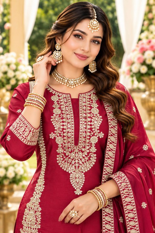 MRUDANGI DIVYA WHOLESALE READYMADE REAL CHINON PARTY WEAR PLAZZO STYLE 3 PCS SUITS FOR EXPORT