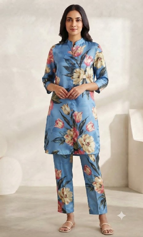 TEXTILEDEAL PRESENT READYMADE SATIN CASUAL WEAR CORD SET FOR EXPORT