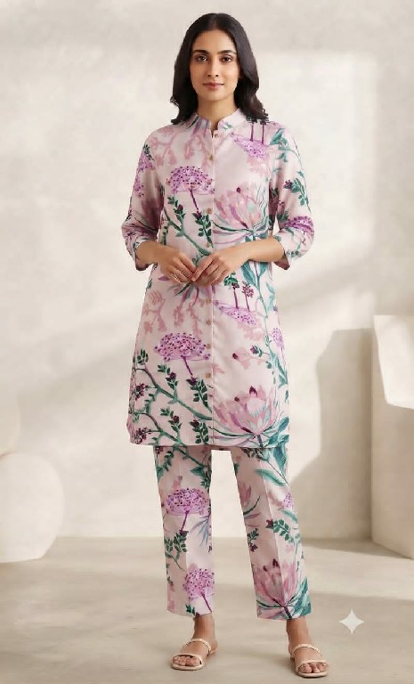 TEXTILEDEAL PRESENT READYMADE SATIN CASUAL WEAR CORD SET FOR EXPORT