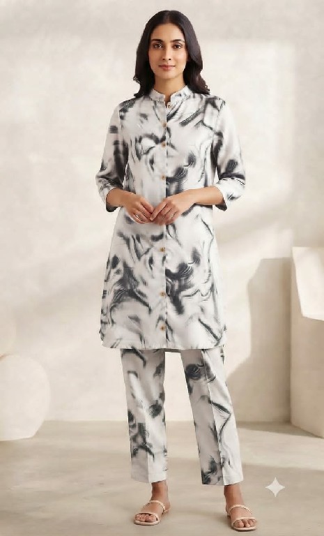 TEXTILEDEAL PRESENT READYMADE SATIN CASUAL WEAR CORD SET FOR EXPORT