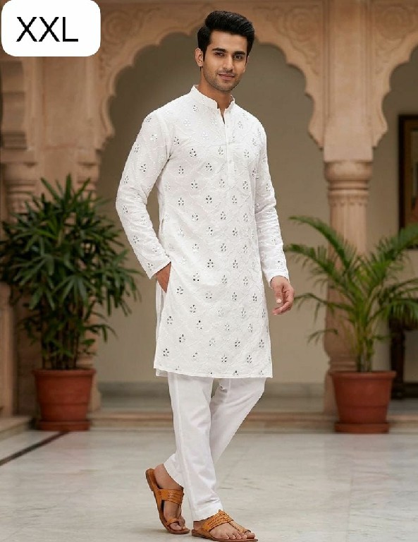TEXTILEDEAL PRESENT READYMADE COTTON PAPER MIRROR WORK KURTA SET FOR MEN ONLINE