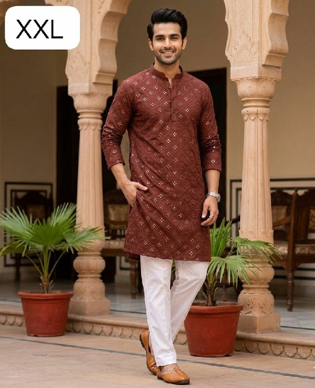 TEXTILEDEAL PRESENT READYMADE COTTON PAPER MIRROR WORK KURTA SET FOR MEN ONLINE