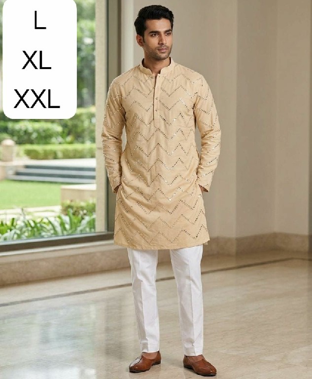TEXTILEDEAL PRESENT READYMADE COTTON PAPER MIRROR WORK KURTA SET FOR MEN ONLINE