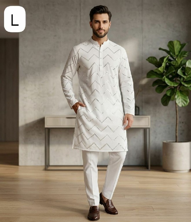 TEXTILEDEAL PRESENT READYMADE COTTON PAPER MIRROR WORK KURTA SET FOR MEN ONLINE