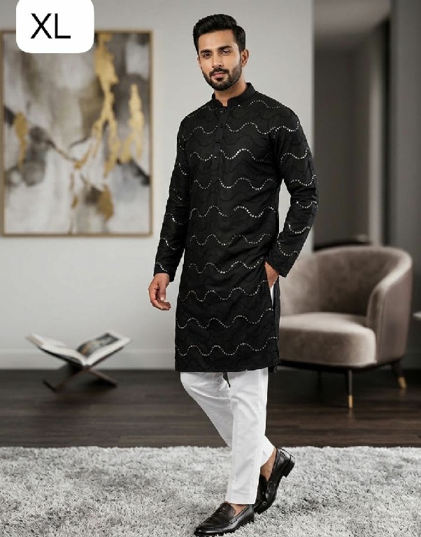 TEXTILEDEAL PRESENT READYMADE COTTON PAPER MIRROR WORK KURTA SET FOR MEN ONLINE