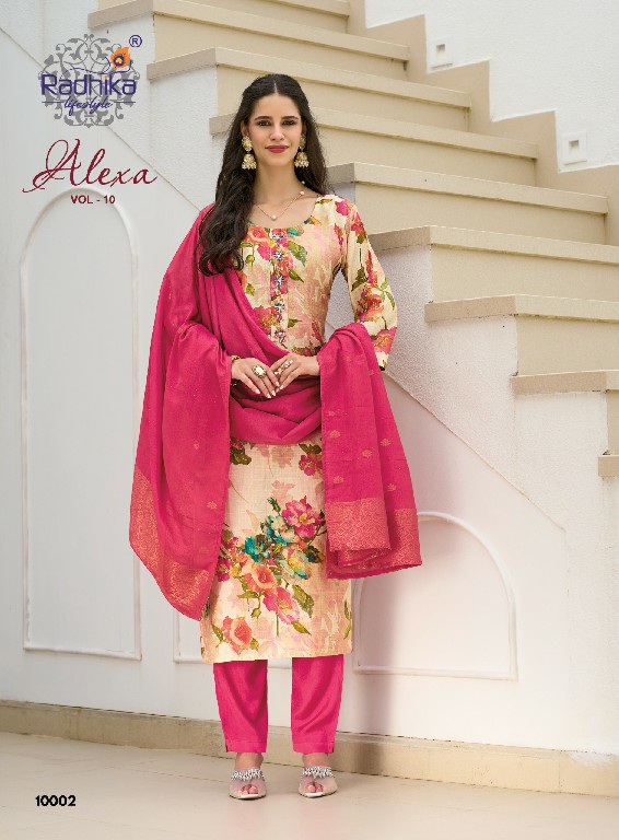 RADHIKA LIFESTYLE ALEXA VOL 10 WHOLESALE READYMADE VERTICAN SILK BIG SIZE FASHIONABLE 3 PCS SUITS EXPORTER