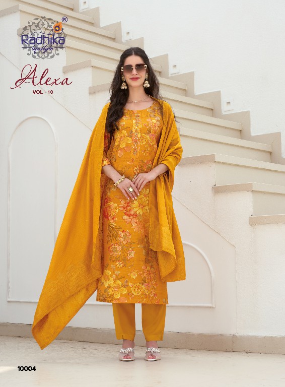 RADHIKA LIFESTYLE ALEXA VOL 10 WHOLESALE READYMADE VERTICAN SILK BIG SIZE FASHIONABLE 3 PCS SUITS EXPORTER