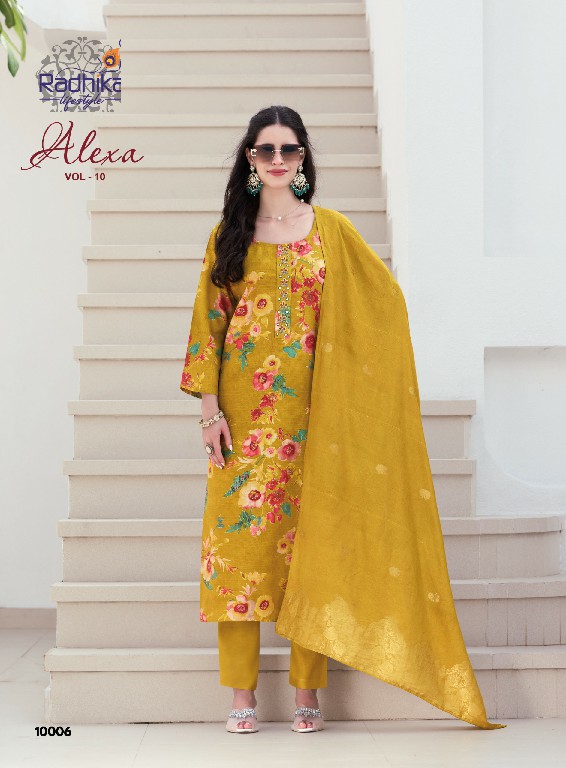 RADHIKA LIFESTYLE ALEXA VOL 10 WHOLESALE READYMADE VERTICAN SILK BIG SIZE FASHIONABLE 3 PCS SUITS EXPORTER