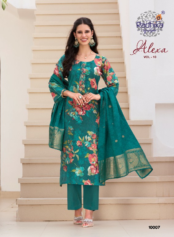 RADHIKA LIFESTYLE ALEXA VOL 10 WHOLESALE READYMADE VERTICAN SILK BIG SIZE FASHIONABLE 3 PCS SUITS EXPORTER