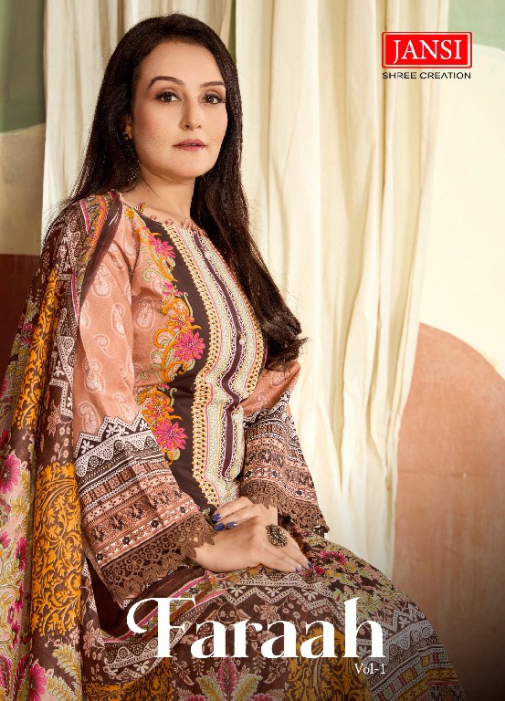 JANSI FARAAH VOL 1 WHOLESALE READYMADE SOFT COTTON PRINTED CASUAL WEAR 3 PCS SUITS ONLINE