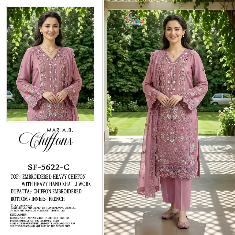 SHREE FABS D.NO 5622 WHOLESALE CHIFFON PAKISTANI HIT DESIGN UNSTITCH SALWAR SUITS EXPORTER