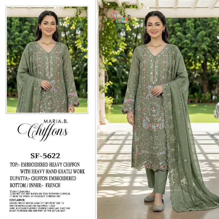SHREE FABS D.NO 5622 WHOLESALE CHIFFON PAKISTANI HIT DESIGN UNSTITCH SALWAR SUITS EXPORTER
