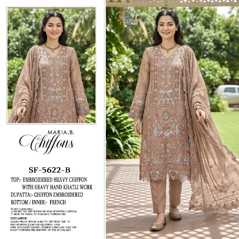 SHREE FABS D.NO 5622 WHOLESALE CHIFFON PAKISTANI HIT DESIGN UNSTITCH SALWAR SUITS EXPORTER