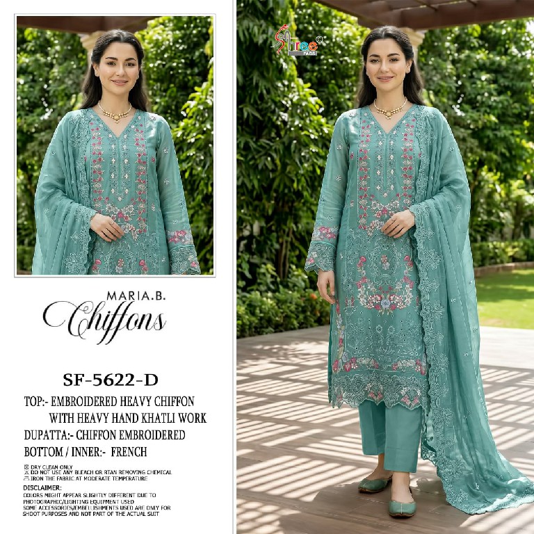 SHREE FABS D.NO 5622 WHOLESALE CHIFFON PAKISTANI HIT DESIGN UNSTITCH SALWAR SUITS EXPORTER