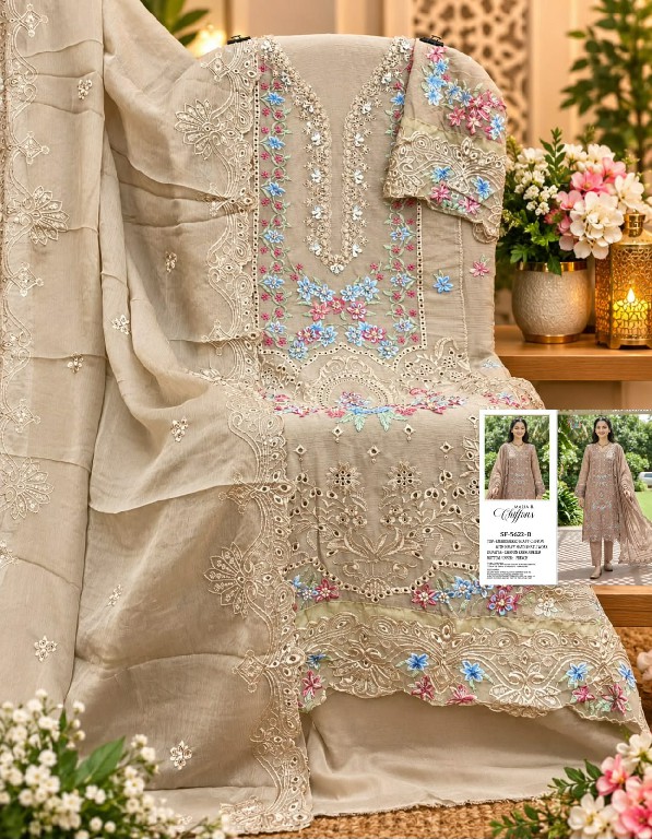 SHREE FABS D.NO 5622 WHOLESALE CHIFFON PAKISTANI HIT DESIGN UNSTITCH SALWAR SUITS EXPORTER