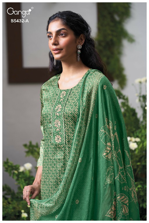 GANGA DAELEN S5432 WHOLESALE PURE WOOL PASHMINA WINTER WEAR UNSTITCH SALWAR SUITS FOR EXPORT