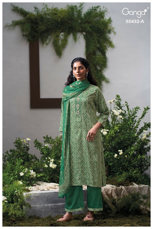GANGA DAELEN S5432 WHOLESALE PURE WOOL PASHMINA WINTER WEAR UNSTITCH SALWAR SUITS FOR EXPORT