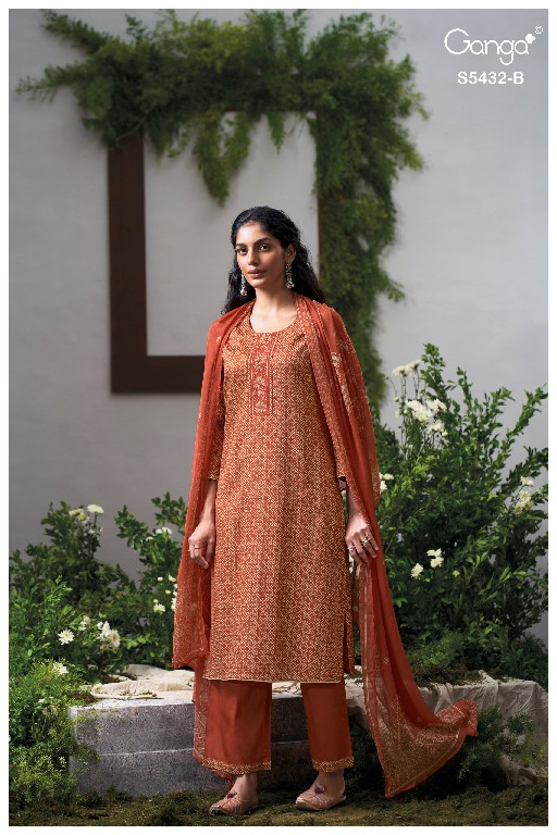 GANGA DAELEN S5432 WHOLESALE PURE WOOL PASHMINA WINTER WEAR UNSTITCH SALWAR SUITS FOR EXPORT